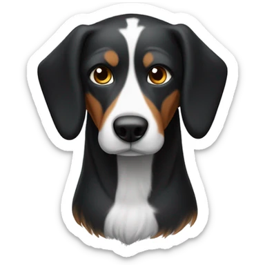 A hunting dog with black and white hair from the Dratkhar breed sticker