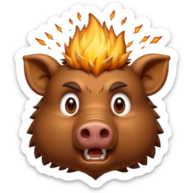 A shocked boar, with its top head exploding from shock a mix of 🐗 facing forward, and this emoji-🤯 sticker