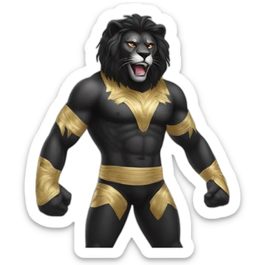 Black lion as lucha libre wrestler sticker