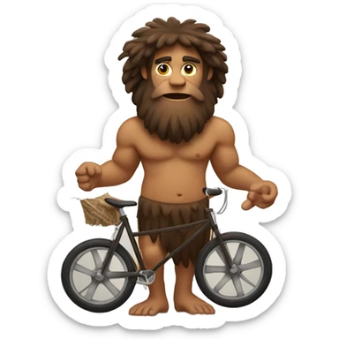 caveman with two wheels in his hand sticker