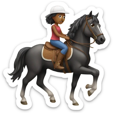 A girl riding a horse sticker