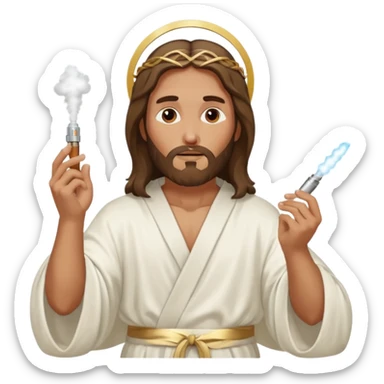 jesus hitting a vape sticker