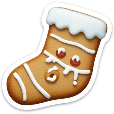 frosted gingerbread cookie shaped like a winter sock sticker