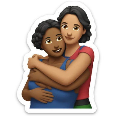 puerto rican woman giving an Italian woman a hug sticker