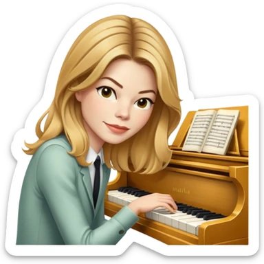 Michelle Monaghan with honey blonde hair playing piano sticker