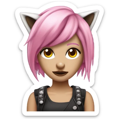 Spooky Punk Style White Girl with pink hair in funky raccoon costume sticker