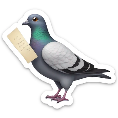pigeon with magical letter sticker