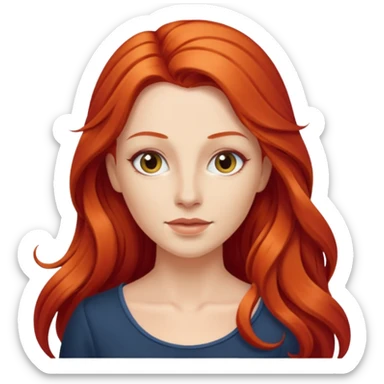 white woman with long red hair sticker