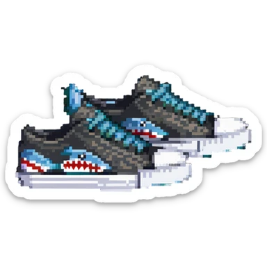 sneakers with shark design sticker