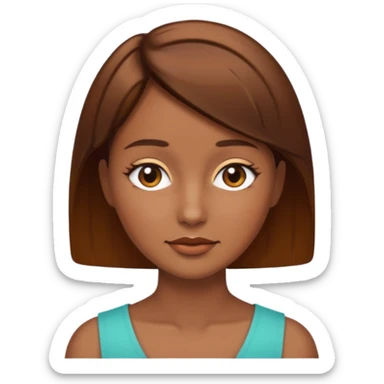 women with bronzed skin and short brown hair sticker
