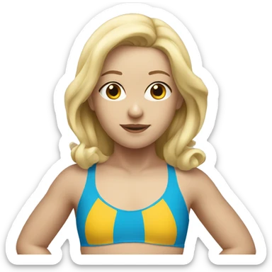 Blonde swimmer in blue swimsuit sticker