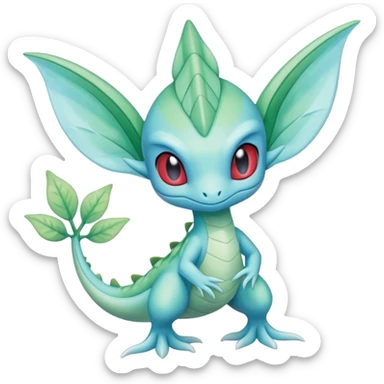 Icy Snowy frost flaky ethereal celebi-Salamence-Grovyle-creature (full body) sticker