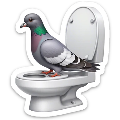 pigeon sitting on the toilet while playing video game sticker