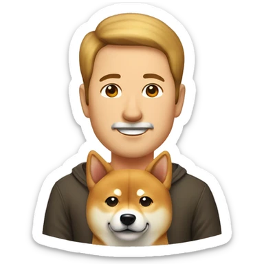 Shiba Inu with middle age man sticker