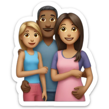 Dad, mom, brother and sister family sticker