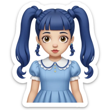 Melanie Martinez with split her ponytails with the k-12 dress sticker