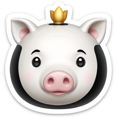 glitter white symbol pig bank sticker