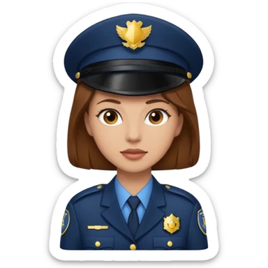 a female officer with light skin and brown hair sticker