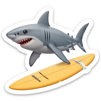 the shark next to people surfing sticker