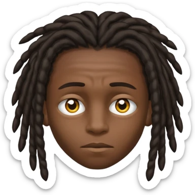 Dark-haired boy with medium-sized dreadlocks that cover part of his face, up to his eyes sticker