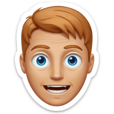 white man with caramel hair and blue eyes whos very scary but so so happy! sticker