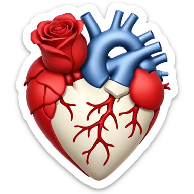 White anatomy heart + flower  sticker