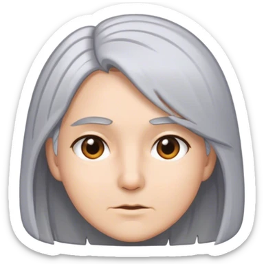 Face mid length grey hair sticker
