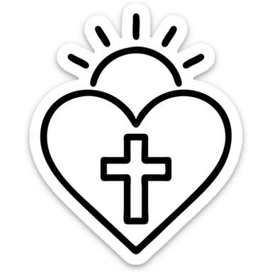 modern icon style silver or grey symbol combining love, hope, and positivity sticker