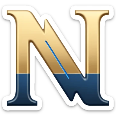 Bold Black-Blue-White-Gold Font Letter “N” sticker