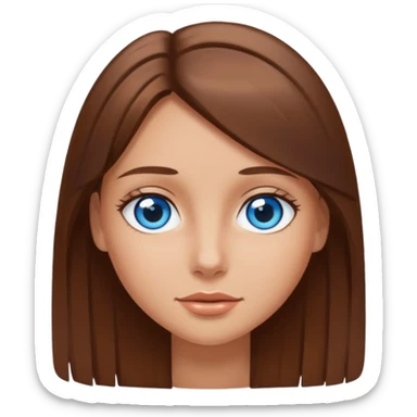 Brown gair girl. Blue eyes. Straight hair. Tanned skun sticker