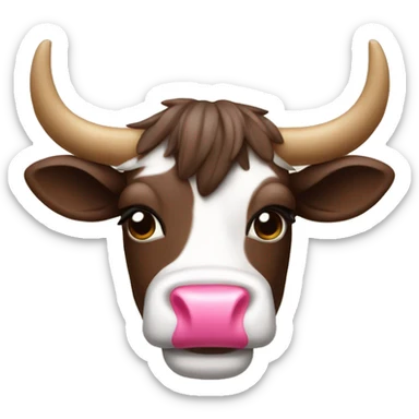 Vaca con un lazo rosa guiñando sticker
