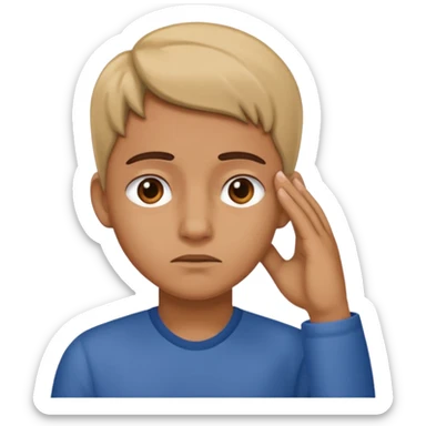 Saying sorry while holding ear sticker