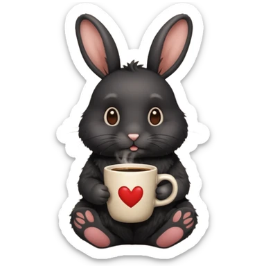 black rabbit with coffee sticker
