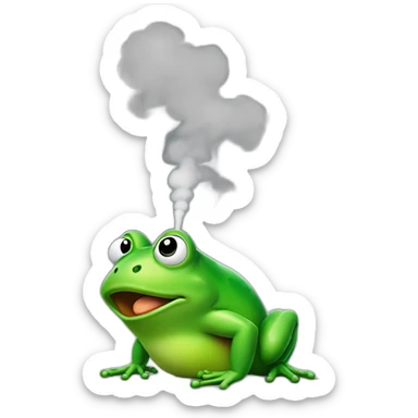 farting frog with green gas smoke behind sticker