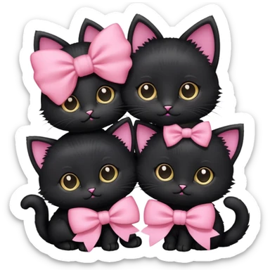 Two black kittens. One is wearing a black bow and one with a pink bow. sticker