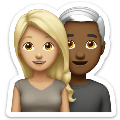 Brown boy grey hair blonde woman couple sticker