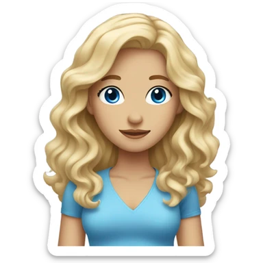Blonde girl with blue eyes wavy kinda hair sticker