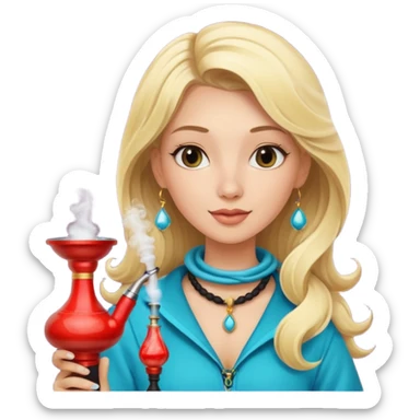blonde girl with smoke hookah sticker