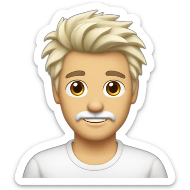 Hombre de pelo castaño de punta y westie sticker