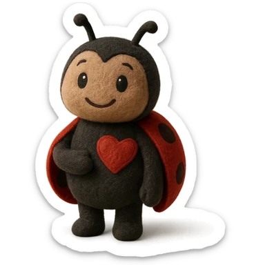 soft and huggable love bug, plush portrait style sticker
