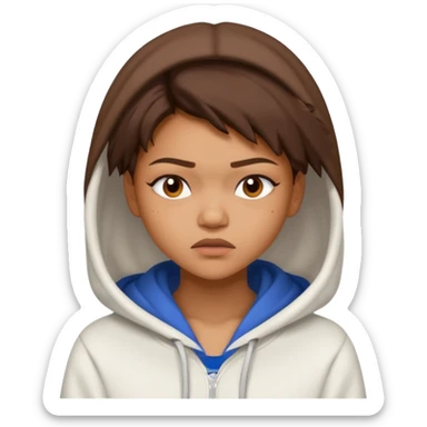 Zendaya in a white hoodie with an unimpressed face expression  sticker