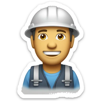 Hombre moreno con un casco blanco de ingeniero, con el pulgar arriba y sonriendo sticker