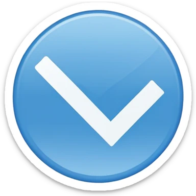 i need a blue flat 2d circle shape with smooth edges with a symbol of white good on it  sticker