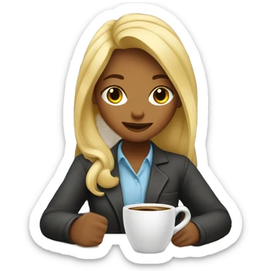 blond hair girl workin in a coffee shop sticker