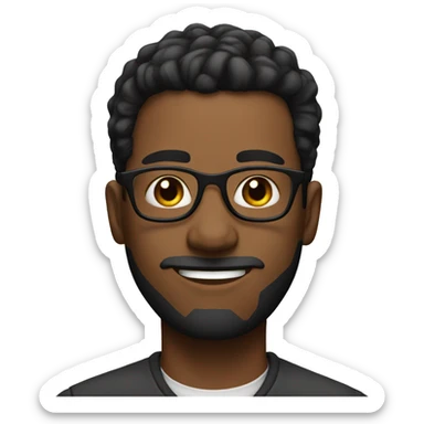 man with black taper fade hair, NO BEARD, glasses sticker