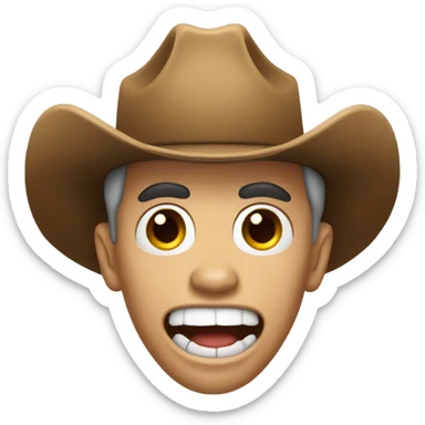 Scream emoji with a cow boy hat sticker