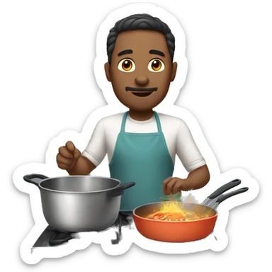 Husband cooking in kitchen sticker