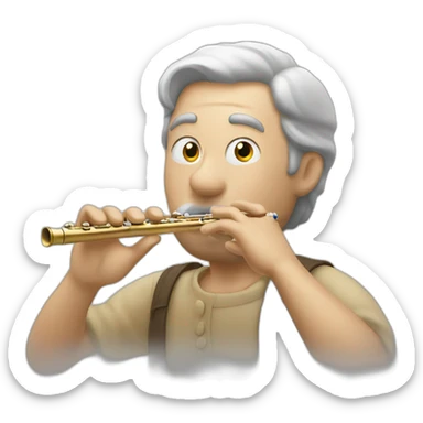 White man blowing a flute sticker