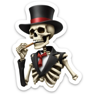 Skeleton with a beard smoking a cigar sticker