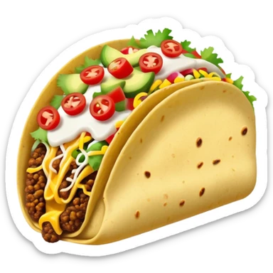 Street food taco with toppings in emoji style sticker